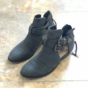 Just Fab grey cutout booties